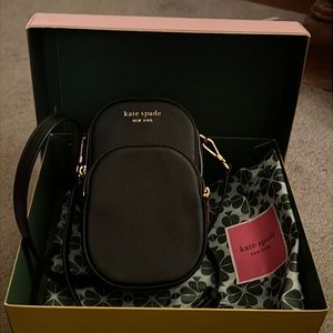 Brand New black crossbody leather wallet bag